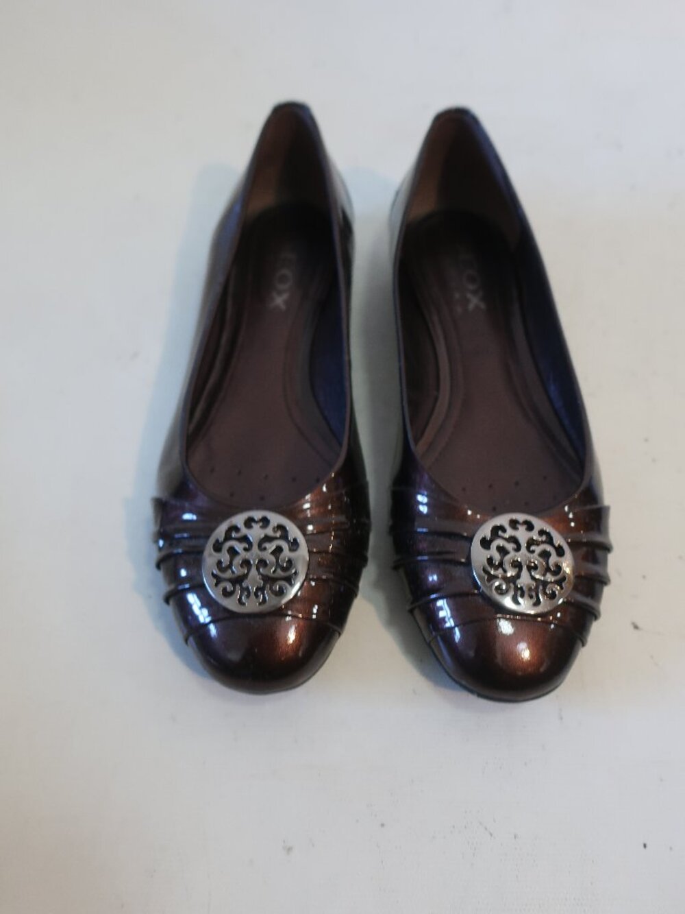 Womens Geox Respira Brown Patent Leather Ballet Flats 7